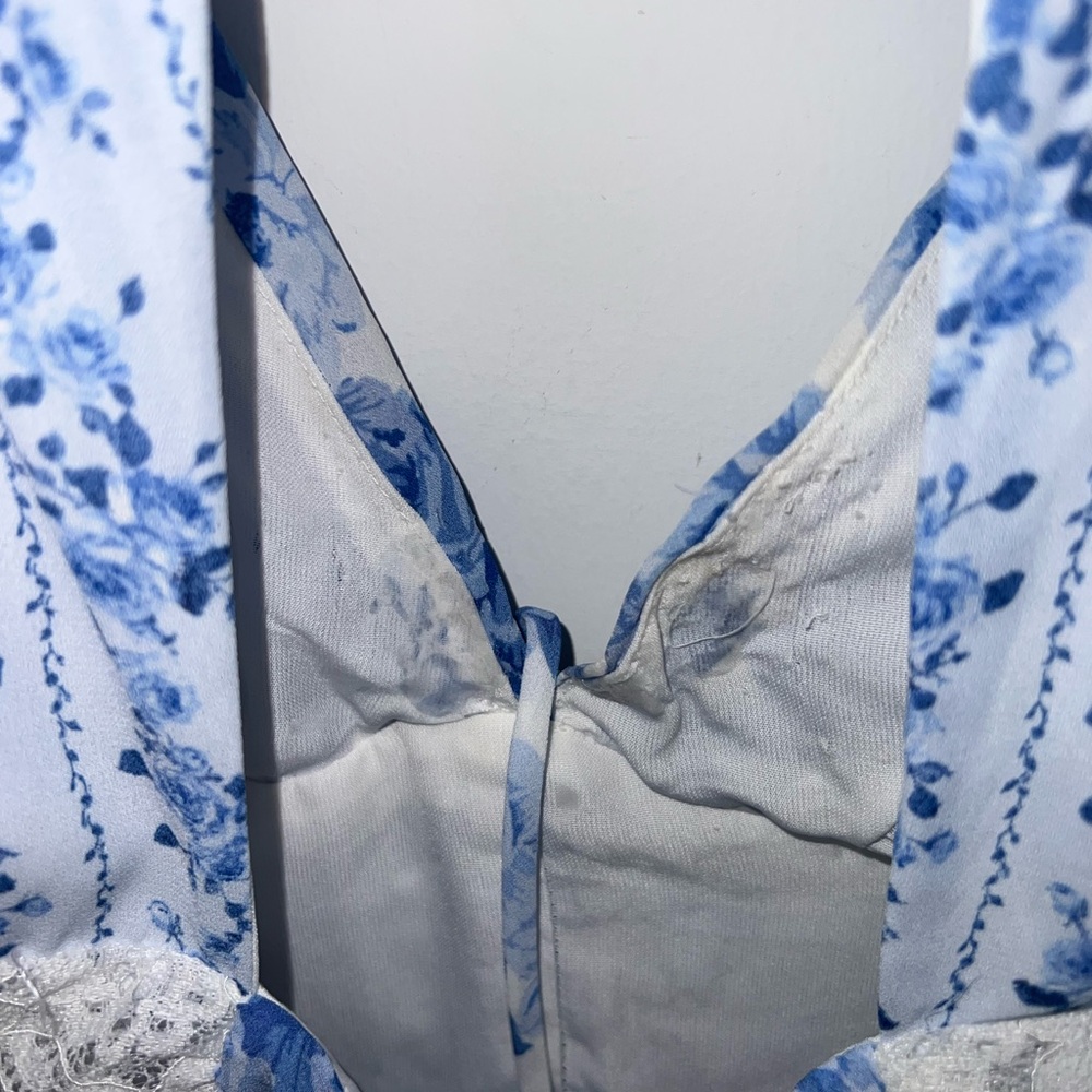 Altar'd state Aderny Floral Mini Dress Floral Blue and White Dress small - Picture 16 of 16